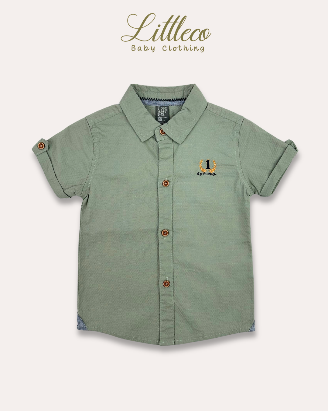 LittleCo Boys Embroidered Crest Shirt