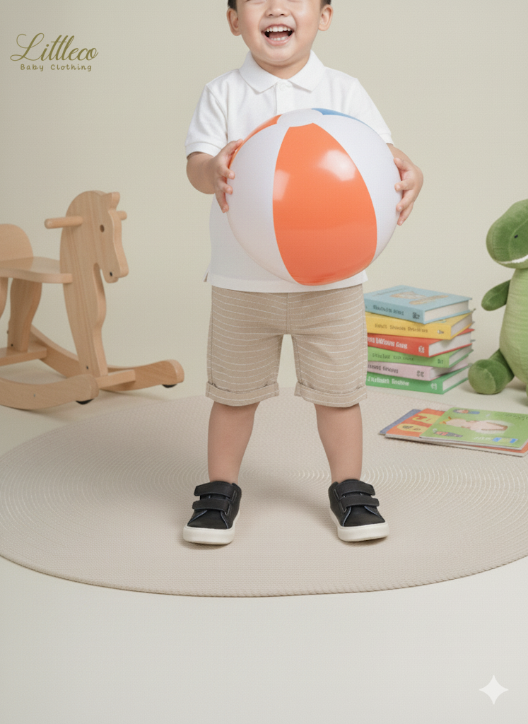 LittleCo Striped Linen Cotton Shorts