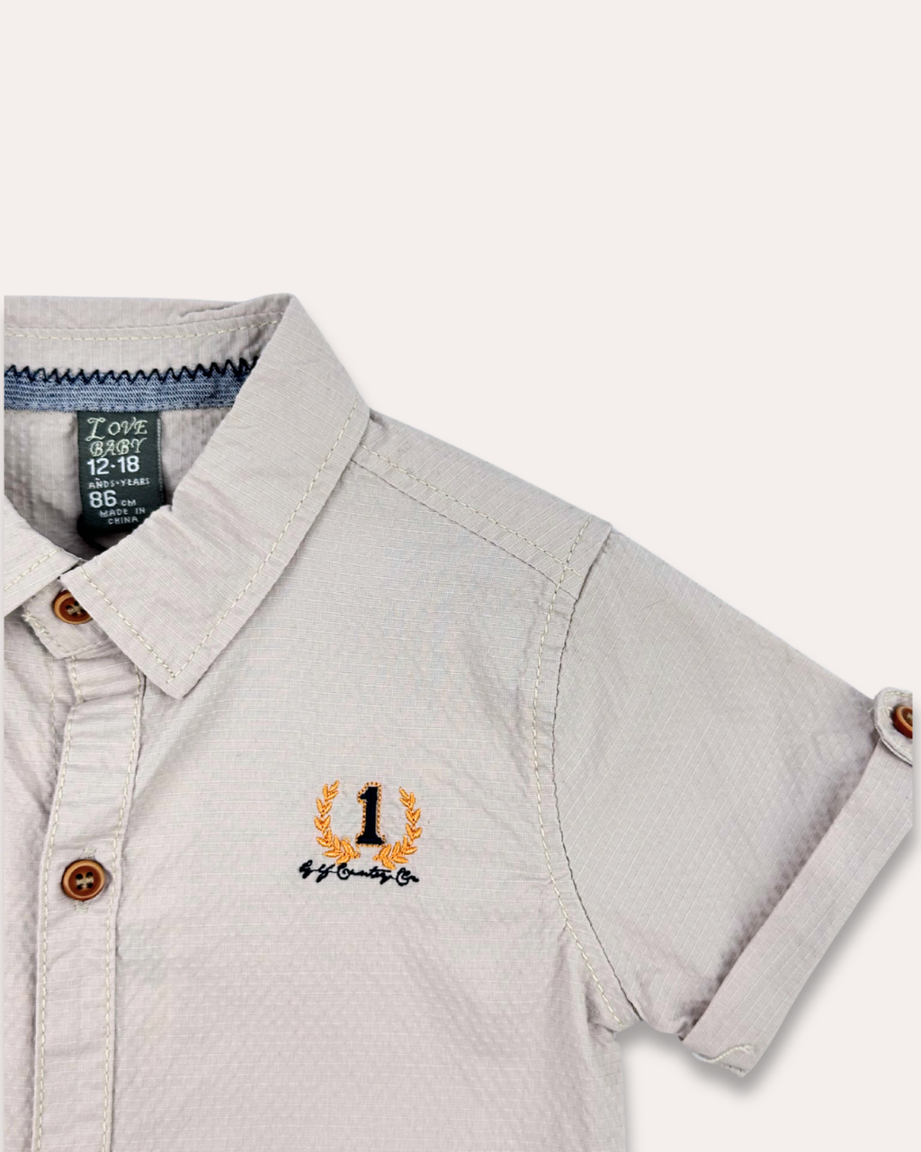 LittleCo Boys Embroidered Crest Shirt