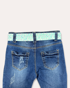 LittleCo Girls’ Distressed Denim with Embroidery & Bow