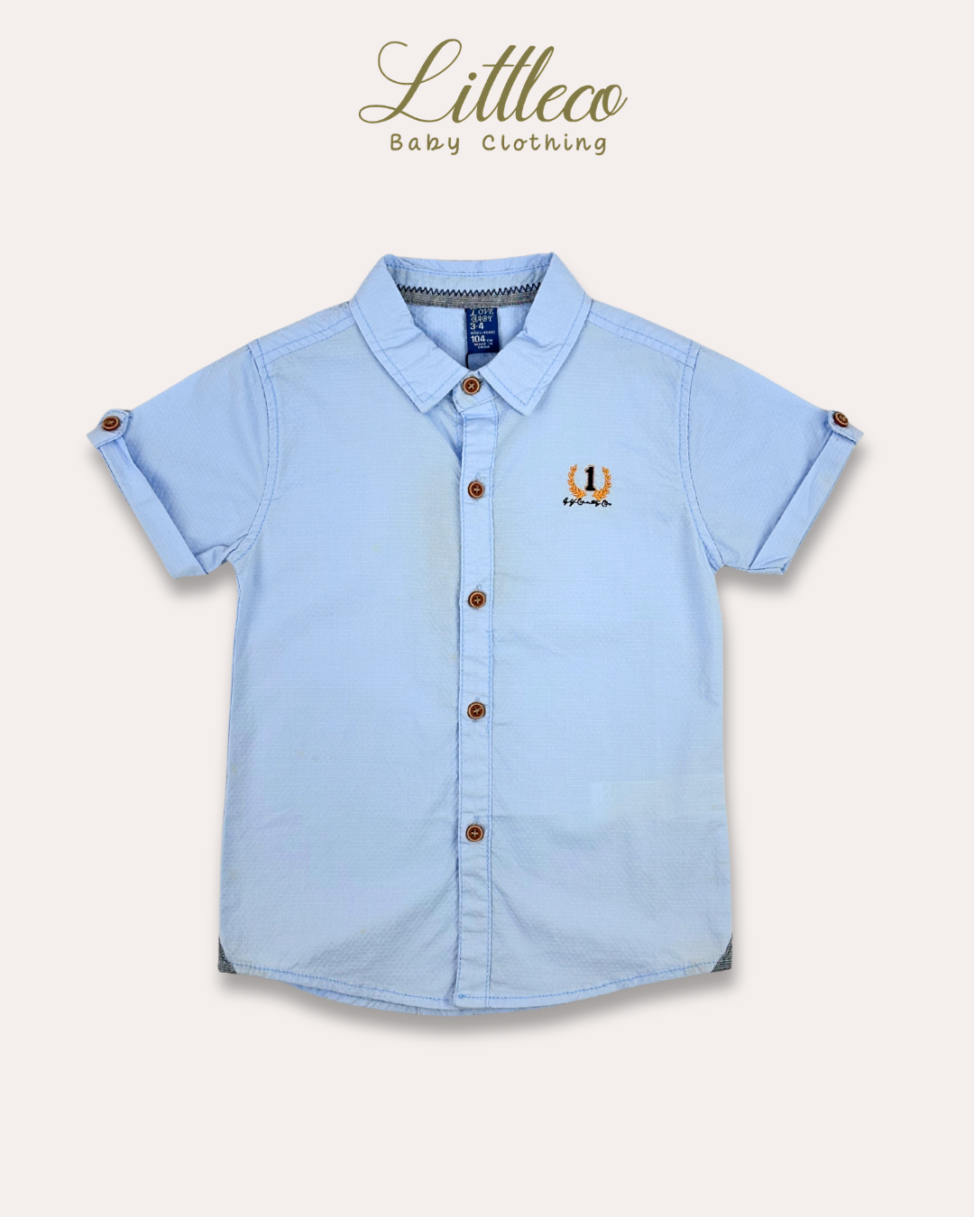 LittleCo Boys Embroidered Crest Shirt