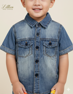 LittleCo Boys’ Denim Short Sleeve Shirt