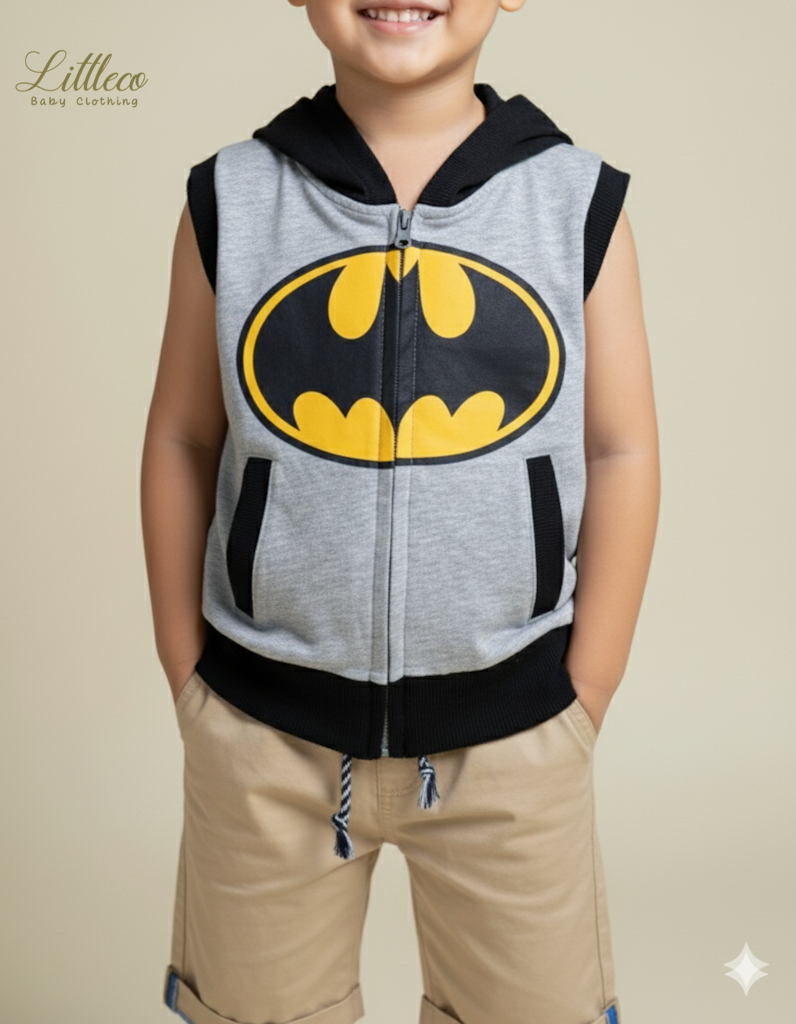 LittleCo Cotton Sleeveless Batman Hoodie