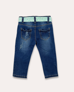 LittleCo Girls’ Distressed Denim with Embroidery & Bow