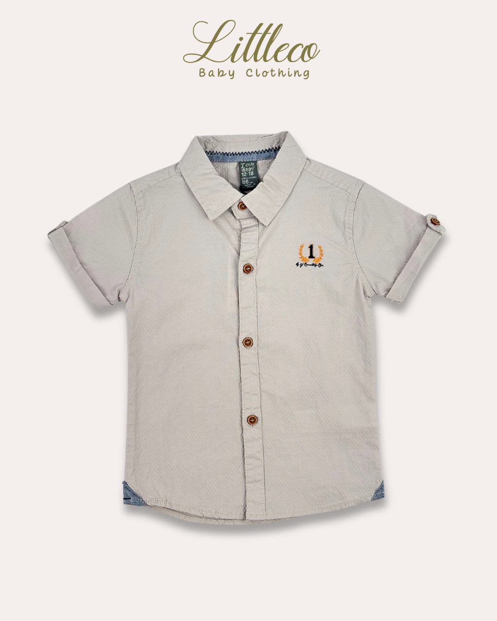 LittleCo Boys Embroidered Crest Shirt