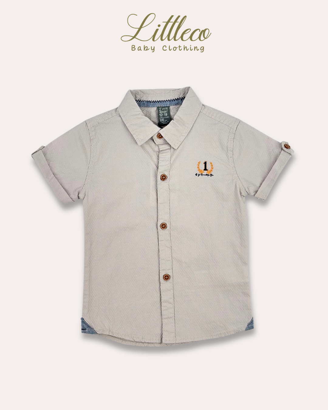 LittleCo Boys Embroidered Crest Shirt