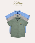 LittleCo Boys Embroidered Crest Shirt