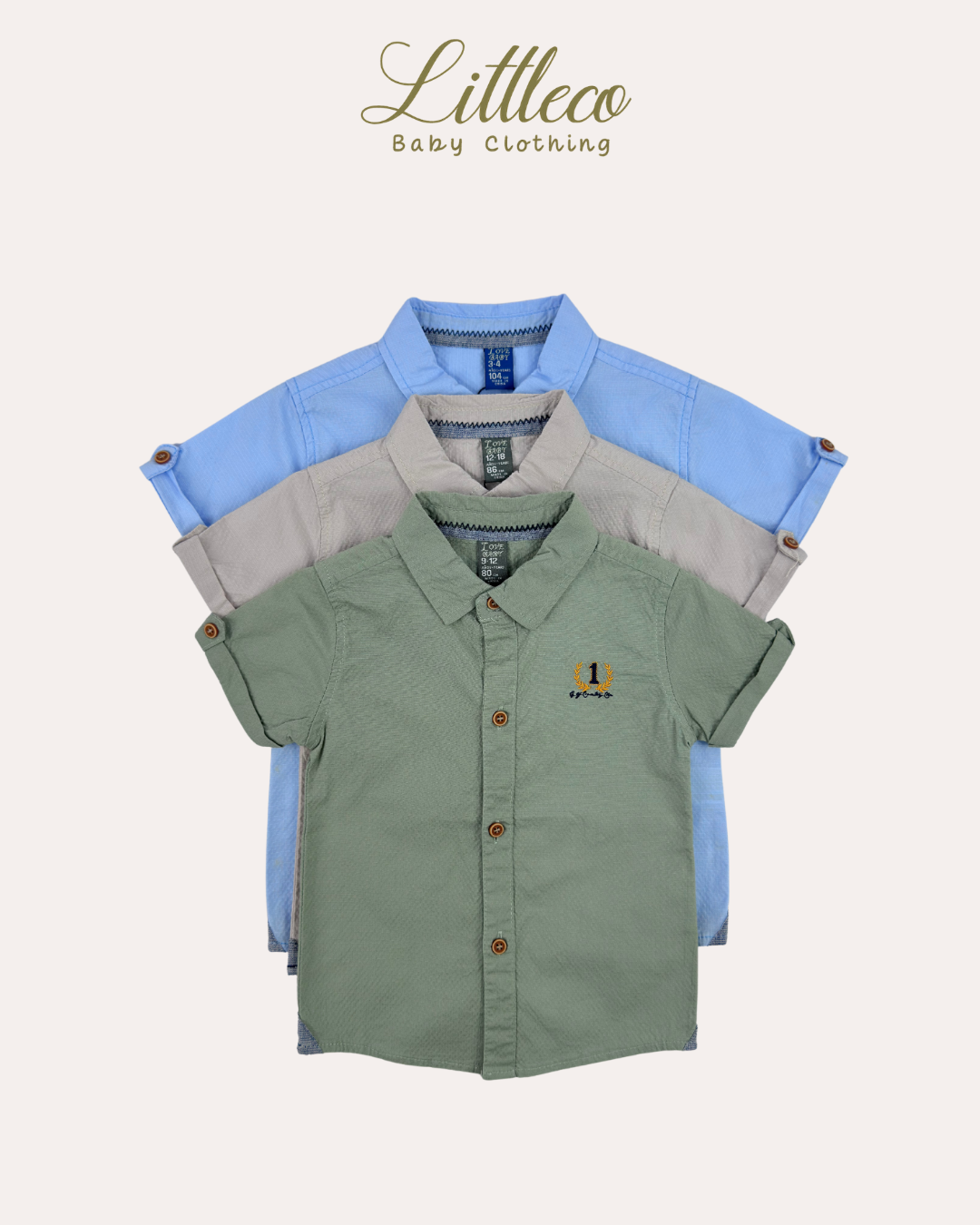 LittleCo Boys Embroidered Crest Shirt