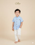 LittleCo Boys Embroidered Crest Shirt